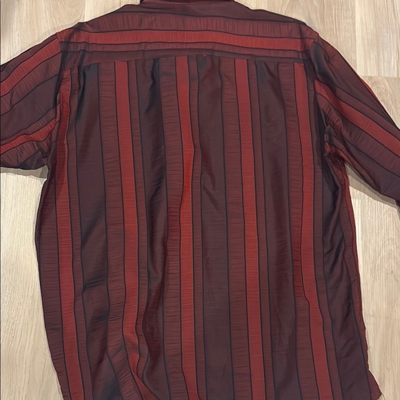Alberto Fermani Red and Black Striped Dress Shirt - Picture 10 of 11